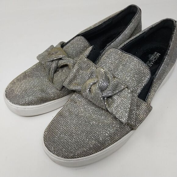 Michael Michael Kors Slip on Shoes. Silver sparkle color. Size 7M. - Picture 3 of 16